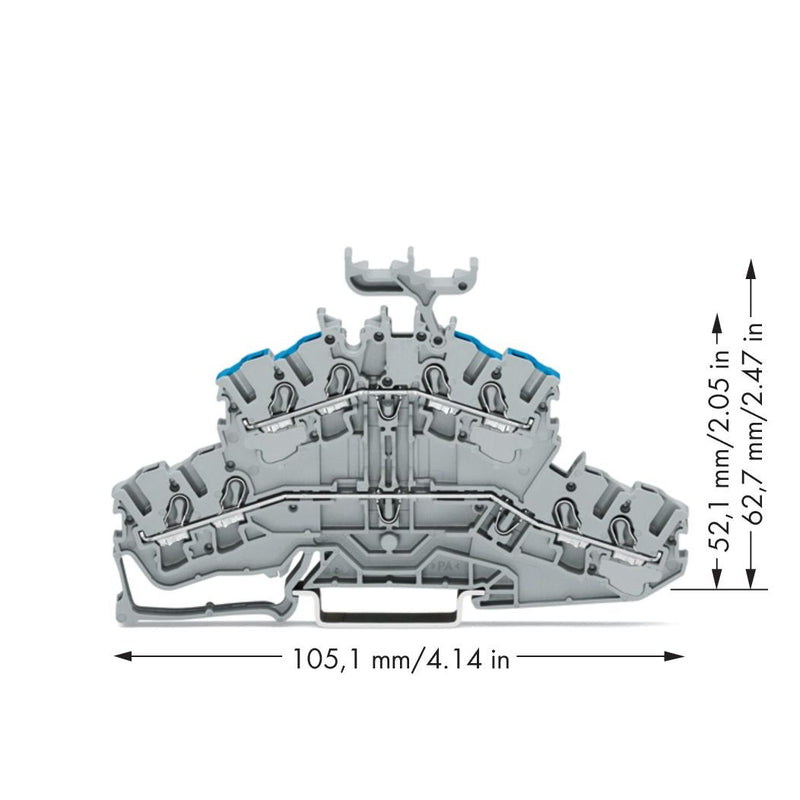 WAGO - Durchgangs-Reihenklemme 4-Leiter-Doppelstockklemme 2002-2433 L/N,grau − 50 Stück