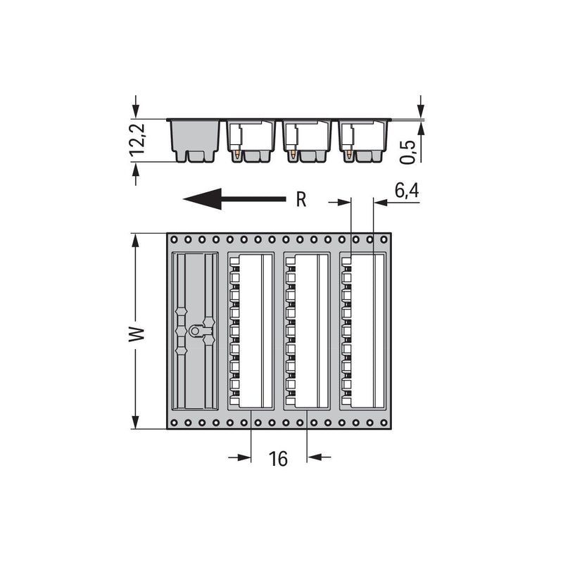 WAGO GmbH & Co. KG - Leiterplattensteckverbinder THR-Stiftleiste Lötstift 231-46#4050821042839 1,2x1,2,abgew.,sw − 170 Stück