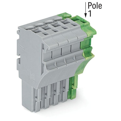 WAGO - Ein- und mehrpolige Klemmenleiste 1-Leiter-Federleiste 2022-105/000-036 4 mm²,gr/gn-ge − 50 Stück