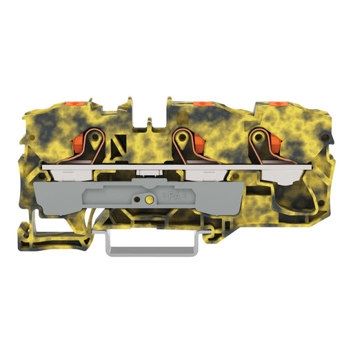 WAGO - Durchgangs-Reihenklemme 3-Leiter-Durchgangsklemme 2210-1301/000-053 Drücker,10mm²,dgr-ge − 25 Stück