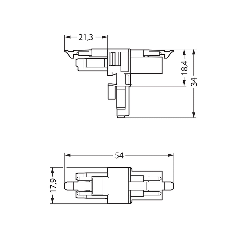 WAGO - Kompaktverteiler für steckbare Gebäudeinstallation T-Verteiler 3-polig 890-606 Kod. A,schwarz − 25 Stück