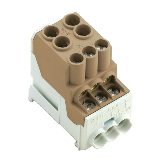Weidmüller - Durchgangs-Reihenklemme Klemme 25 WPD 100 2X25/6X10 BN − 3 Stück