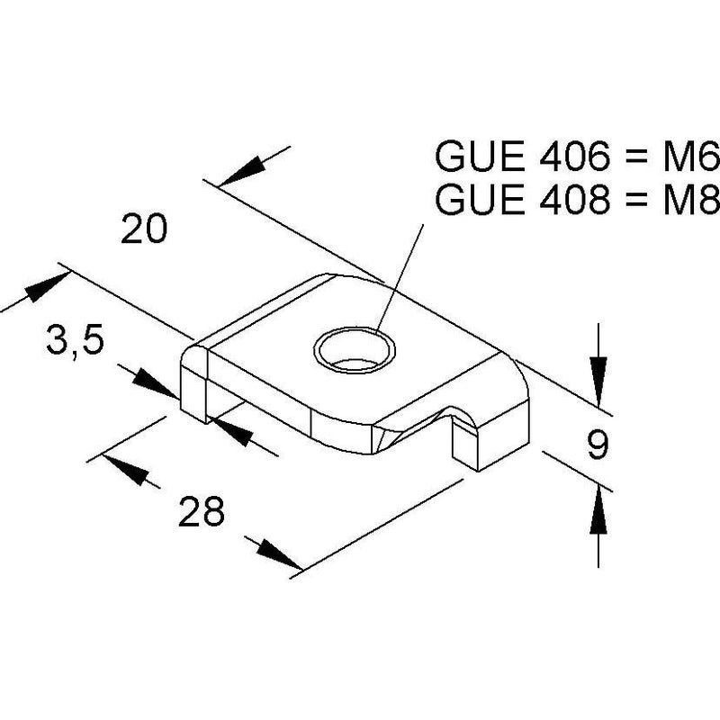 Niedax - Gleitmutter GUE 406 − 50 Stück