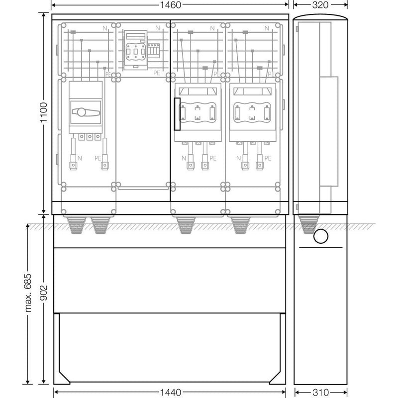 Hensel - Verteilerschrank für Energieversorgung Ladeverteiler Mi EV 200kW 2011 b. z. 2 Ladepunkte