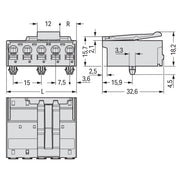 WAGO - Ein- und mehrpolige Klemmenleiste 1-Leiter-Stiftleiste 2092-3525/020-000 CAGECLAMP,2,5mm²,lgr − 50 Stück