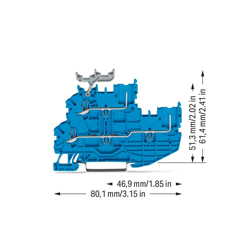 WAGO - Durchgangs-Reihenklemme 1Leiter/1PinDoppelstockkl. 2020-2234 N/N,blau − 50 Stück