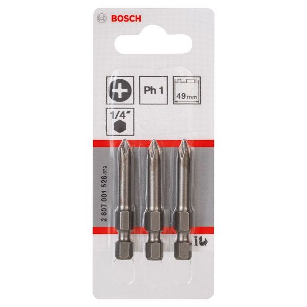 Bosch - Bit Schrauberbit Extra-Hart PH 2607001526 1, 49 mm, 3er-Pack