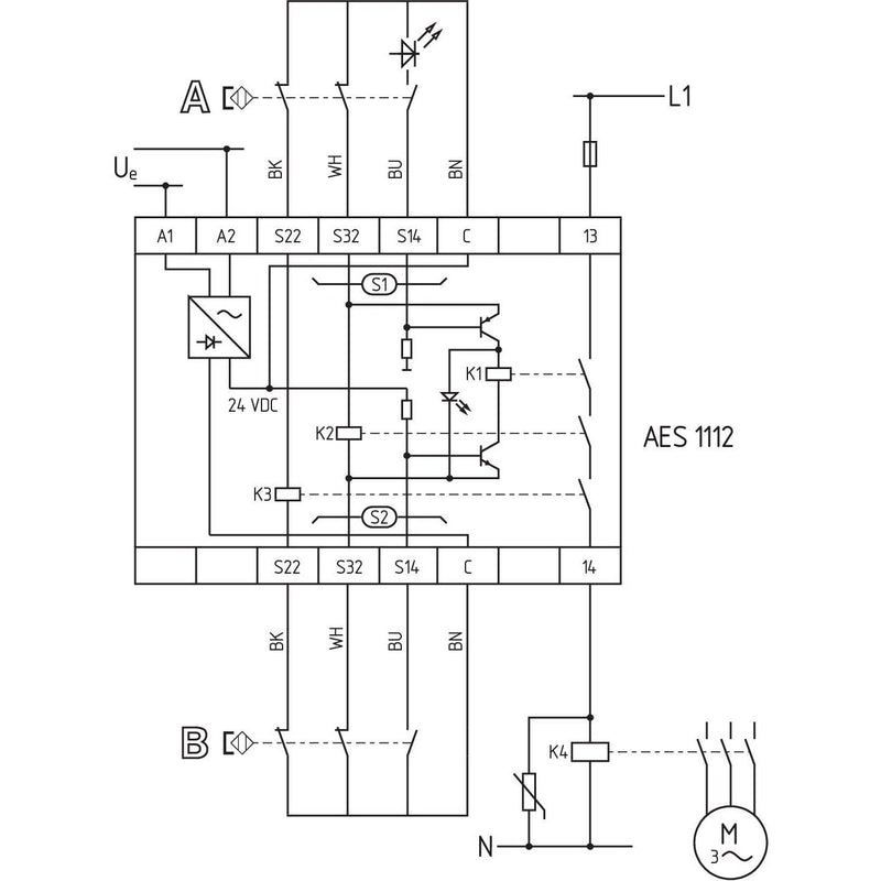 Schmersal - Gerät zur Überwachung von sicherheitsgerichteten Stromkreisen Sicherheits-Sensor AES 1112.2