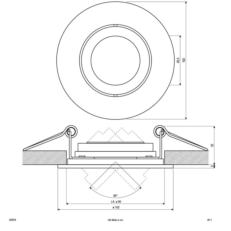 EVN Lichttechnik - Downlight/Strahler/Flutlicht Einbauleuchte rund 620 014 12V GX5,3 50W