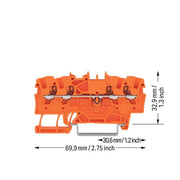 WAGO - Durchgangs-Reihenklemme 4-Leiter-Durchgangsklemme 2201-1402 1,5 mm²,orange − 100 Stück