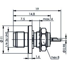 Telegärtner - Koax-Steckverbinder SMA-Einbaubuchse AU 50Ohm 100024726 Einbau von vorne − 5 Stück