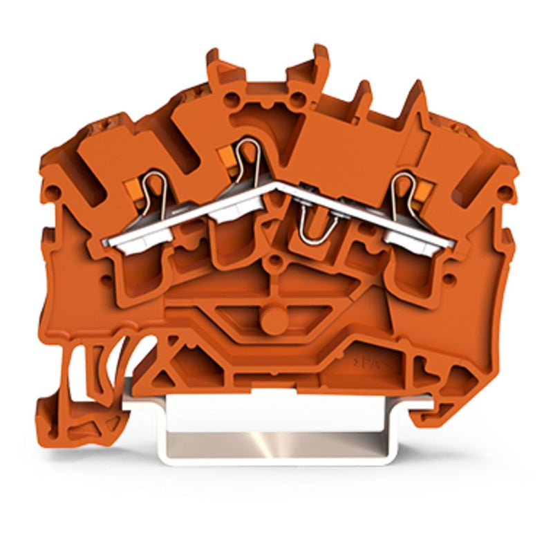 WAGO - Durchgangs-Reihenklemme 3-Leiter-Durchgangsklemme 2202-6302 mit Drücker,2,5 mm² − 100 Stück