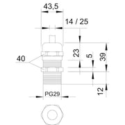 OBO Bettermann - Kabelverschraubung V-TEC L PG29 MS mit langem Anschluss − 10 Stück