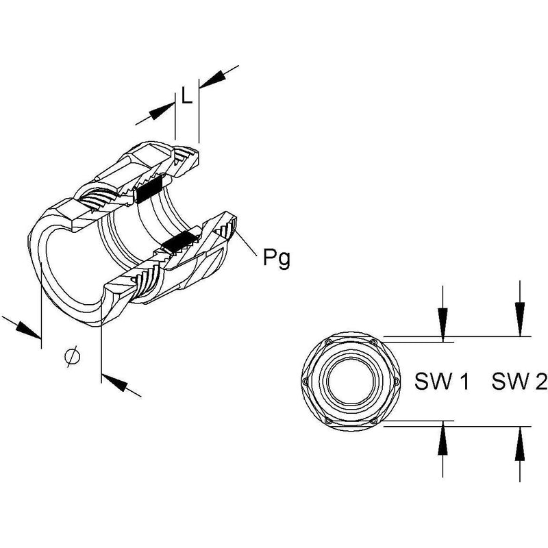 HKL - Kabelverschraubung CONUS-Kabelverschraubung 252/16 Pg 16, für Kabel − 50 Stück