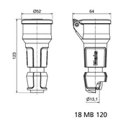 Bals Elektrotech - Schutzkontaktkupplung Schutzkontakt-Kupplung 7487 16A 250V IP44, grau − 20 Stück