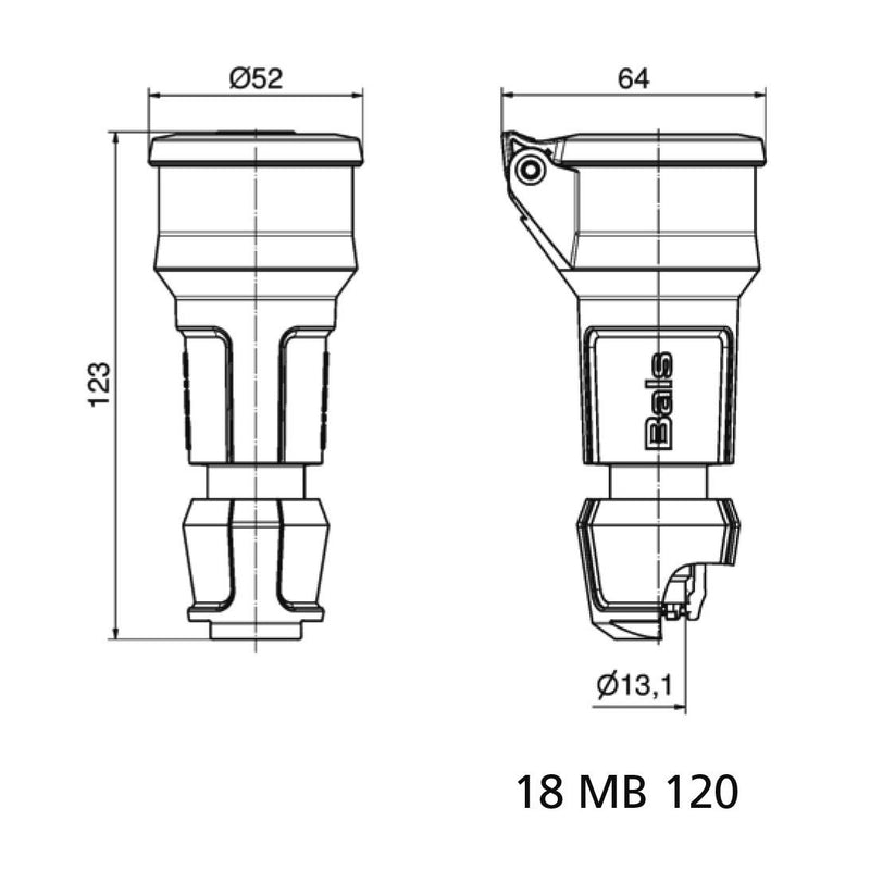 Bals Elektrotech - Schutzkontaktkupplung Schutzkontakt-Kupplung 7487 16A 250V IP44, grau − 20 Stück