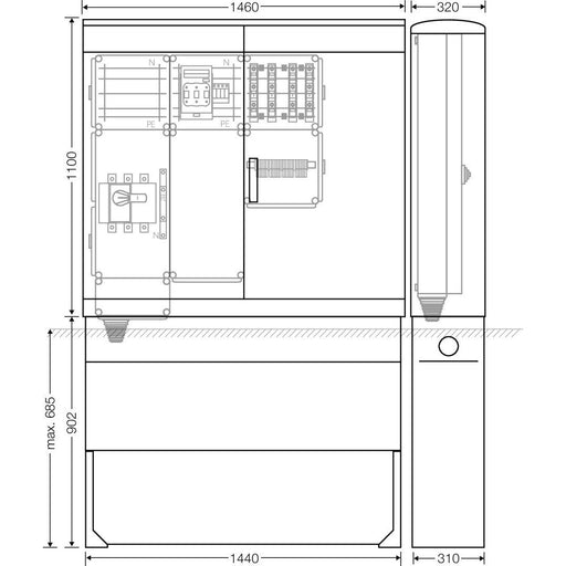 Hensel - Verteilerschrank für Energieversorgung Ladeverteiler Mi EV 22kW 4011 f.4 Ladep. a 22kW