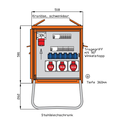 Walther Werke - Baustromverteiler Endverteiler WEV0785R1 22kVA