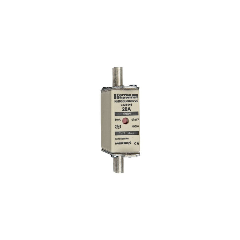 Mersen - Messersicherung NH-Sicherungseinsatz SF NH000GG69V20 Gr.000 gG 20A/690VKM − 3 Stück