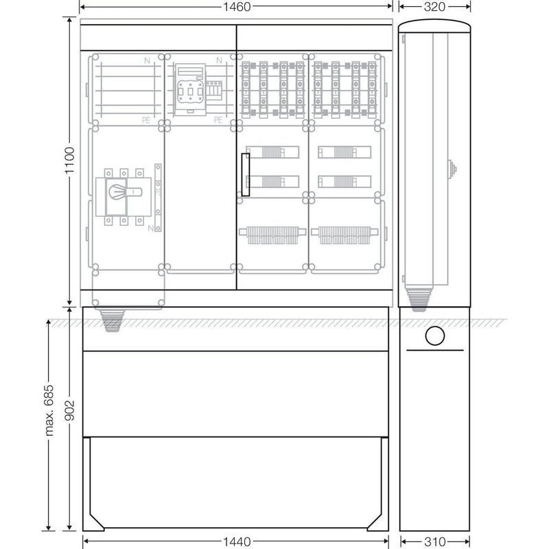 Hensel - Verteilerschrank für Energieversorgung Ladeverteiler Mi EV 22kW 8111 f.8 Ladep. a 22kW