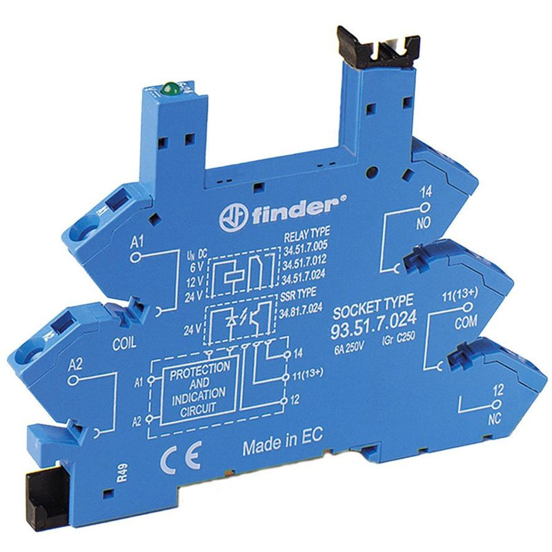 Finder - Relaissockel Zugfederklemmen-Fassung 93.51.0.060 für 34.51 od. 34.81 − 10 Stück