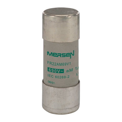 Mersen - Zylindrische Sicherung Sicherungseinsatz zylindr. FR22AM69V1 aM 22x58 1A − 10 Stück