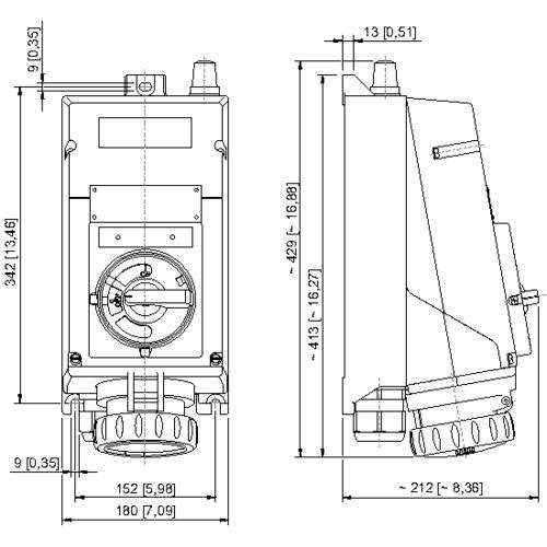 Stahl - Explosionsgeschützte CEE-Steckdose (IEC 60309) Reparatursteckdose 8579/61-506 63 A rot 6h