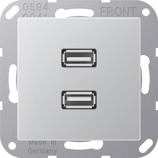 Jung - Multifunktions-Anschlussdose Multimedia-Anschluss alu MA A 1153 AL 2 x USB m.Tragring
