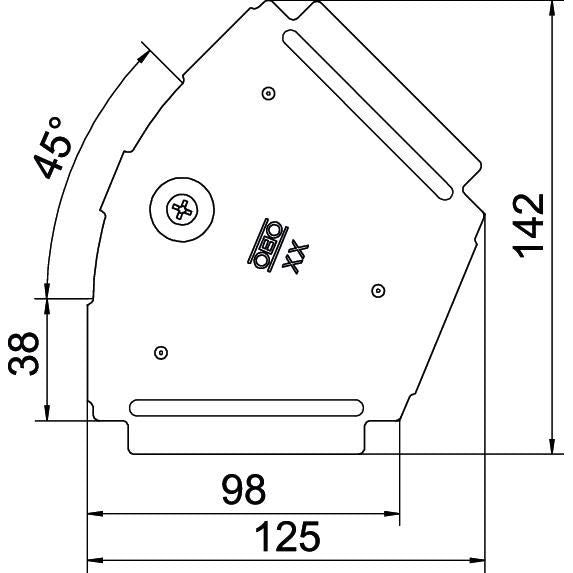 OBO Bettermann - Deckel Bogen für Kabeltragsystem Deckel für 45Grad-Bogen RBD 45 100 DD B100mm, bandverzinkt