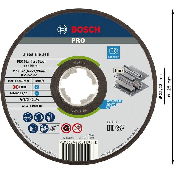 Bosch - Trenn-/Schleifscheibe PRO Stainless Steel and 2608619265 Metal X-Lock