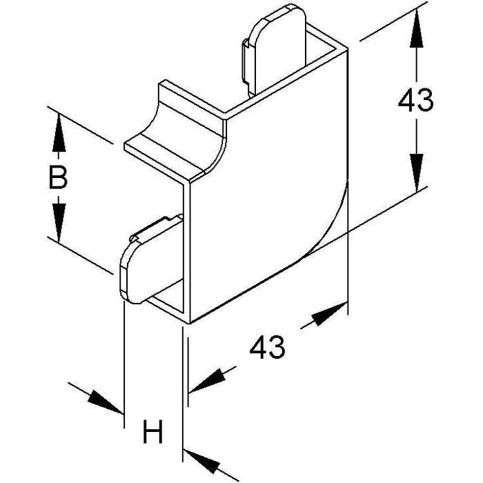 HKL - Flachwinkel für Leitungführungskanal Flachwinkel lgr FW2030.8 Kanal-System HKL − 10 Stück
