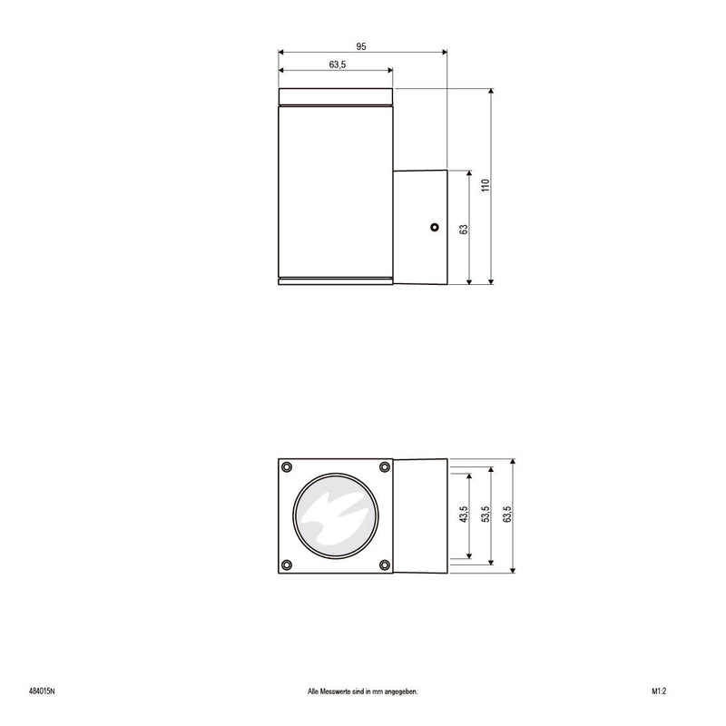 EVN Lichttechnik - Decken-/Wandleuchte Wandanbauleuchte 484015N alu GU10 1-flg.IP54