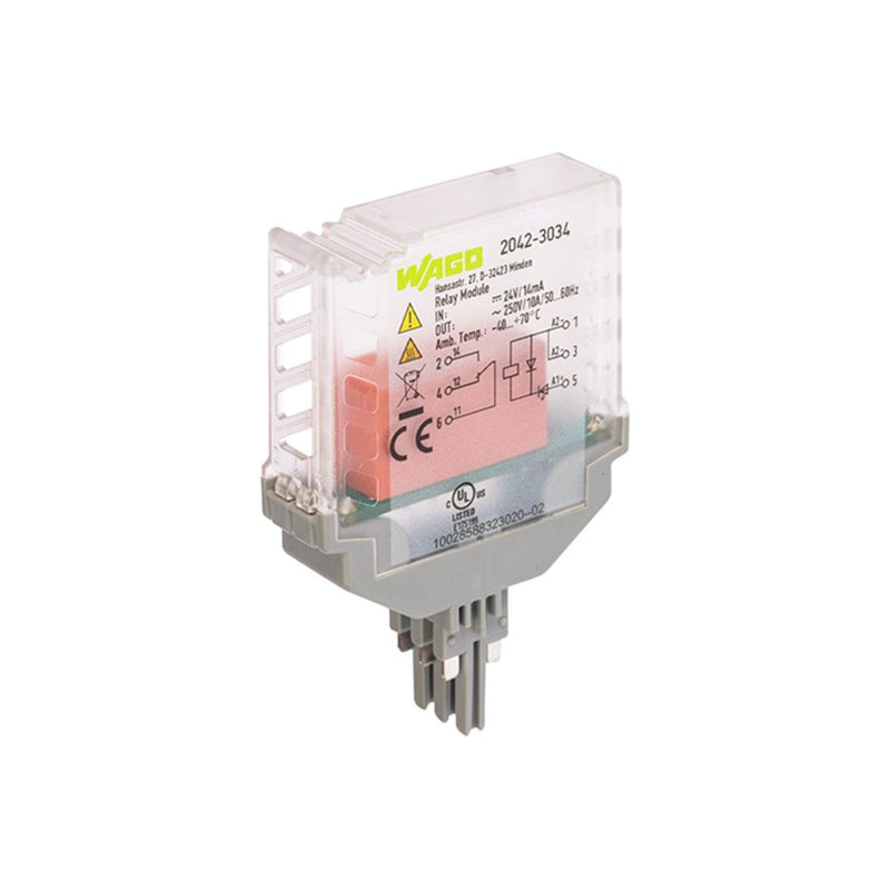 WAGO - Bauelementestecker Relaismodul 2042-3034 DC 24 V,1 Wechsler − 4 Stück
