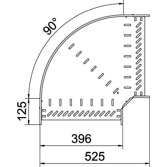 OBO Bettermann - Bogen für Kabelrinne Bogen 90 Grad RB 90 140 FT 110x400 tauchfeuerv