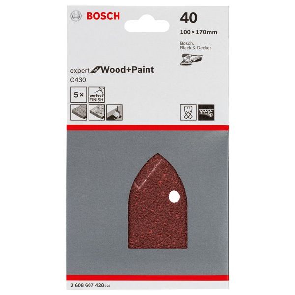 Bosch - Schleifpapier/Schleifvlies Schleifblatt C430, 100 x 2608607428 170 mm 40 4 Löcher