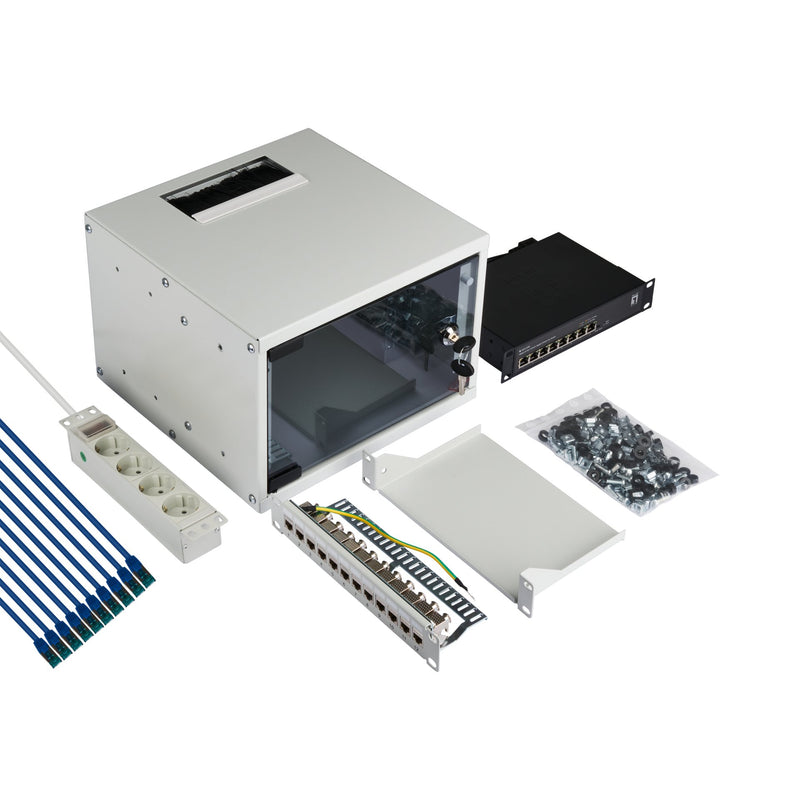 EFB-Elektronik - Netzwerkgehäuse Wandgehäuse WGB-1004GR.30-SET1 Set 10Zoll 4HE