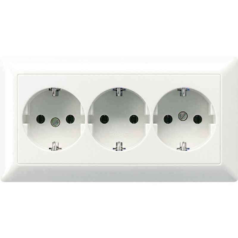 Jung - Steckdose Kanal-SCHUKO-Steckdose AS 523 BF WW 3-fach 16A 250V