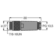 Turck - Rundsteckverbinder, feldkonfektionierbar (Industriesteckverbinder) Steckverbinder BS4141-0/13.5 konfektionierbar − 1 Stück