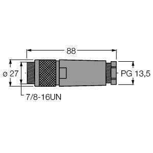 Turck - Rundsteckverbinder, feldkonfektionierbar (Industriesteckverbinder) Steckverbinder BS4141-0/13.5 konfektionierbar − 1 Stück