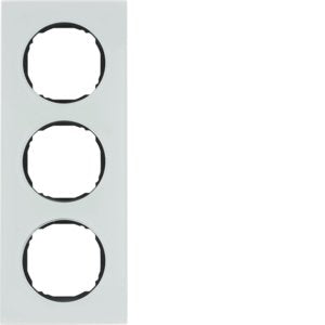 Berker - Abdeckrahmen Rahmen 3-fach 10132609 flach Glas polarweiß