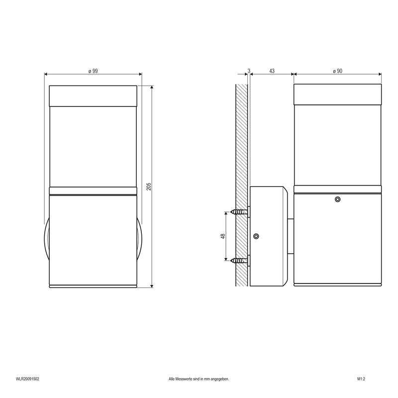 EVN Lichttechnik - Decken-/Wandleuchte LED-Wandanbauleuchte WLR20091502 3000K IP54 anth
