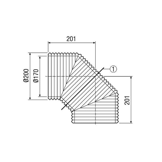 Maico - Luftkanalbogen rund Lüftungsrohrbogen MT-B160 90/45 wärmegedämmt  − 1 Stück

