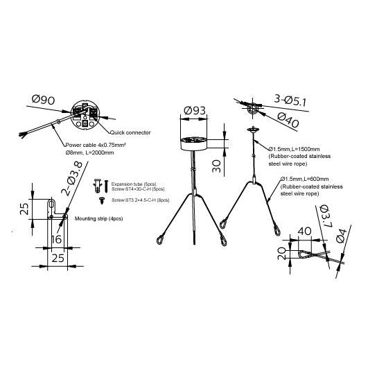 Philips Lighting - Mechanisches Zubehör/Ersatzteile für Leuchten Leuchten Abhängeset RC159Z Sus #75249899 Seilabhängung 4adrig