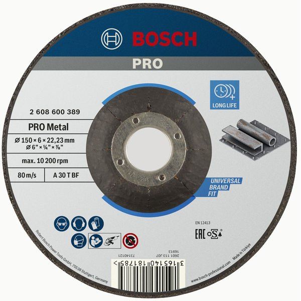 Bosch - Trenn-/Schleifscheibe PRO Metal Schleifscheibe, 2608600389 150 x 6 x 22.23 mm
