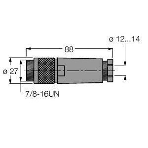 Turck - Rundsteckverbinder, feldkonfektionierbar (Industriesteckverbinder) Steckverbinder BS4151-0/16 konfektionierbar