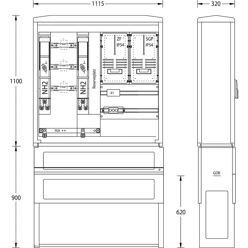 uesa - Zähler-Komplettschrank Wandlermessung WM-ZP-250A AVACON 1100x1115x320mm