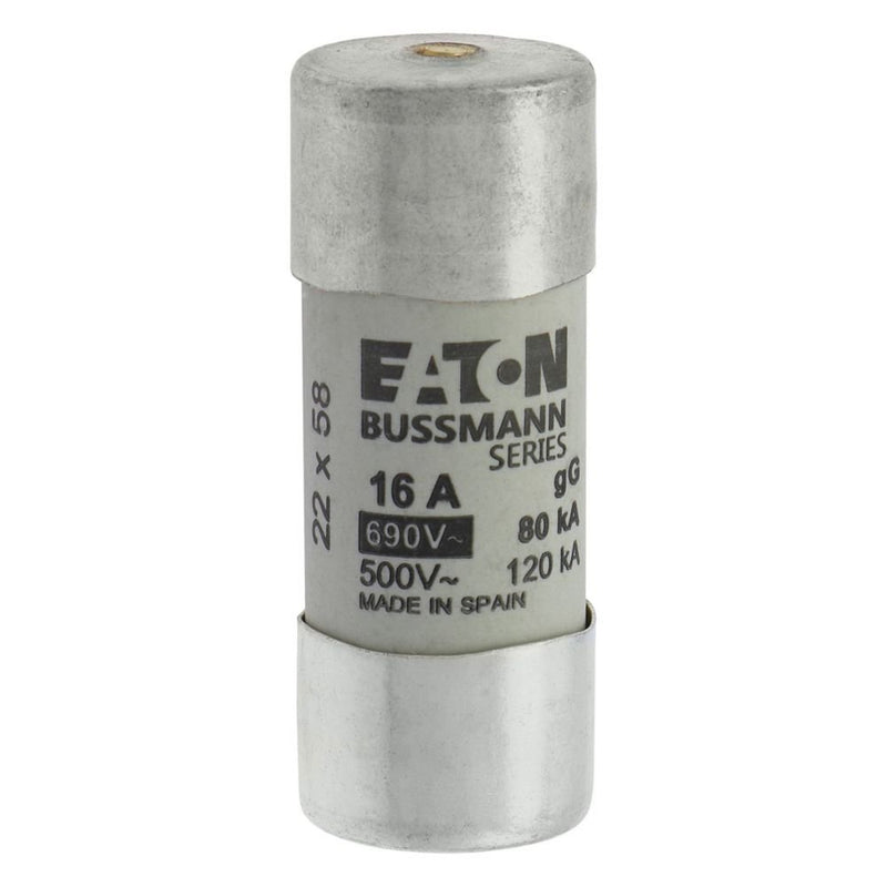 Eaton - Zylindrische Sicherung Sicherungseinsatz Nieders. CYL GG 22,#C22G16S 16A AC 690V 80kA − 10 Stück