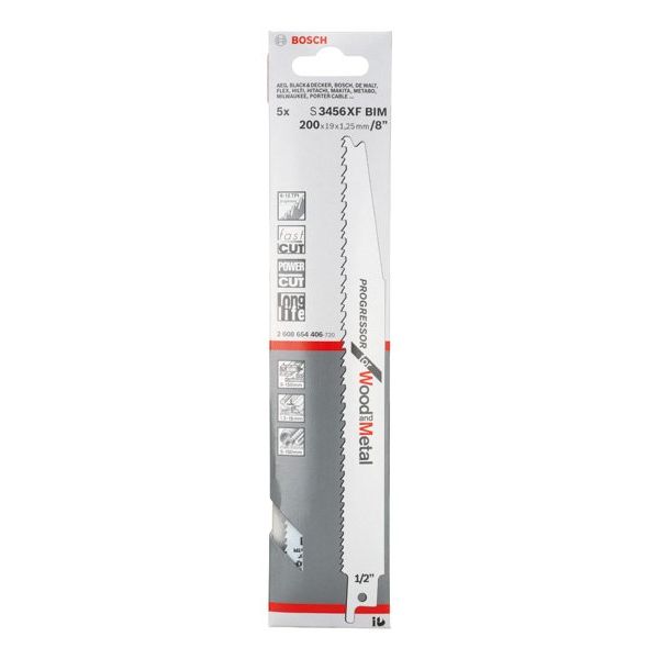 Bosch - Säbelsägeblatt Progressor for Wood and 2608654406 Metal, 5er-Pack − 5 Packung