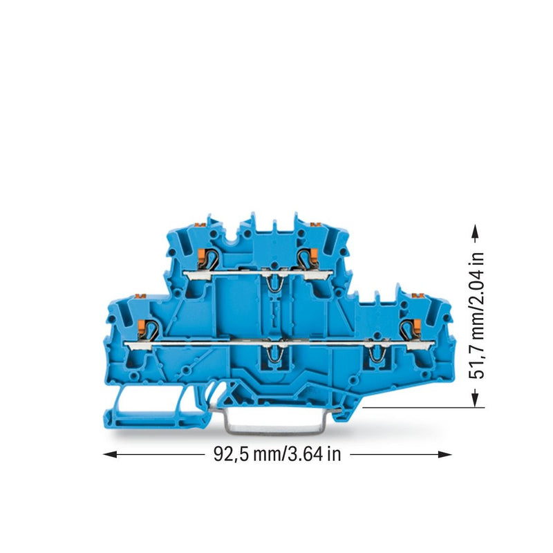WAGO GmbH & Co. KG - Durchgangs-Reihenklemme Doppelstockklemme 2202-2704 blau − 50 Stück