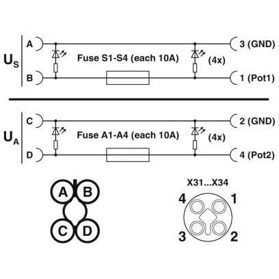 Phoenix Contact - Passiver Sensor-/Aktor-Verteiler (ohne Leitung) Powerverteiler SACB-4/T-L-8#1411048